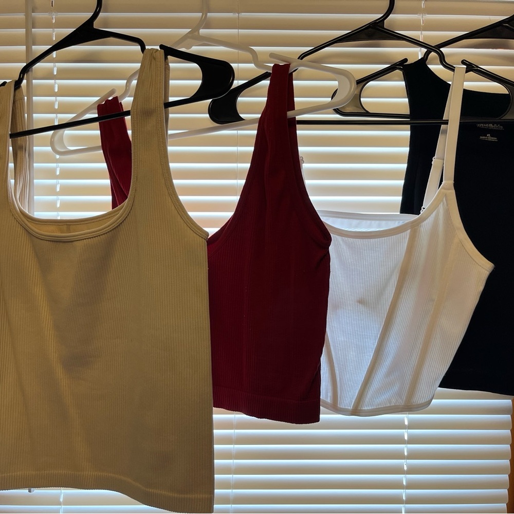 Stylish Women's Tank Tops - Red, White, Black, and Cream